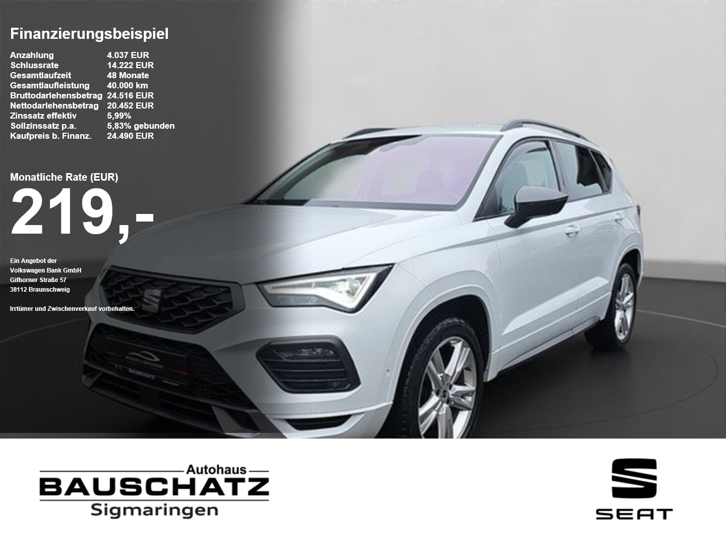 Seat Ateca 2.0 TDI DSG FR AHK*STHZ*LED*SZH*ACC*RFK AHK Standh. Sportp.