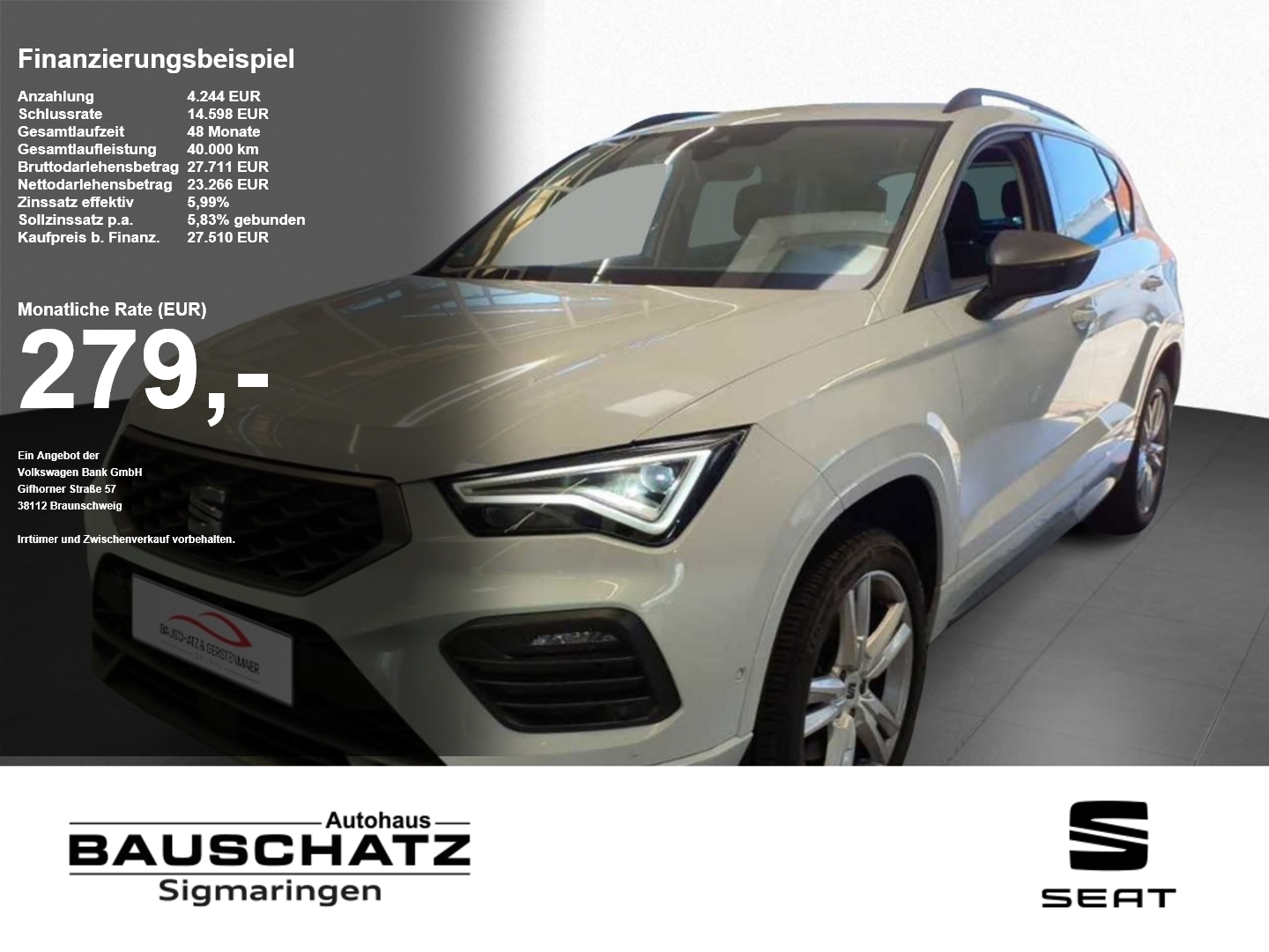 Seat Ateca 2.0 TDI DSG FR *ACC*NAVI*AHK*LED*STHZ*SZH* DynLicht SpurH SpurW
