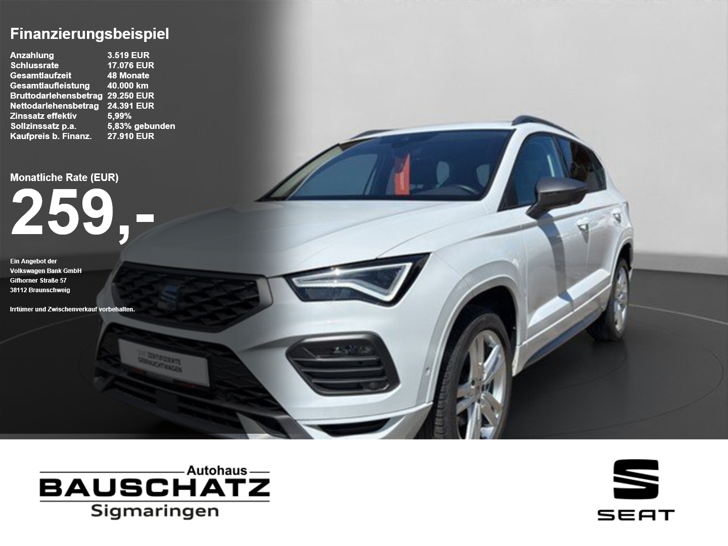 Seat Ateca 2.0 TDI DSG FR *LED*STHZ* Navi DynLicht SpurH