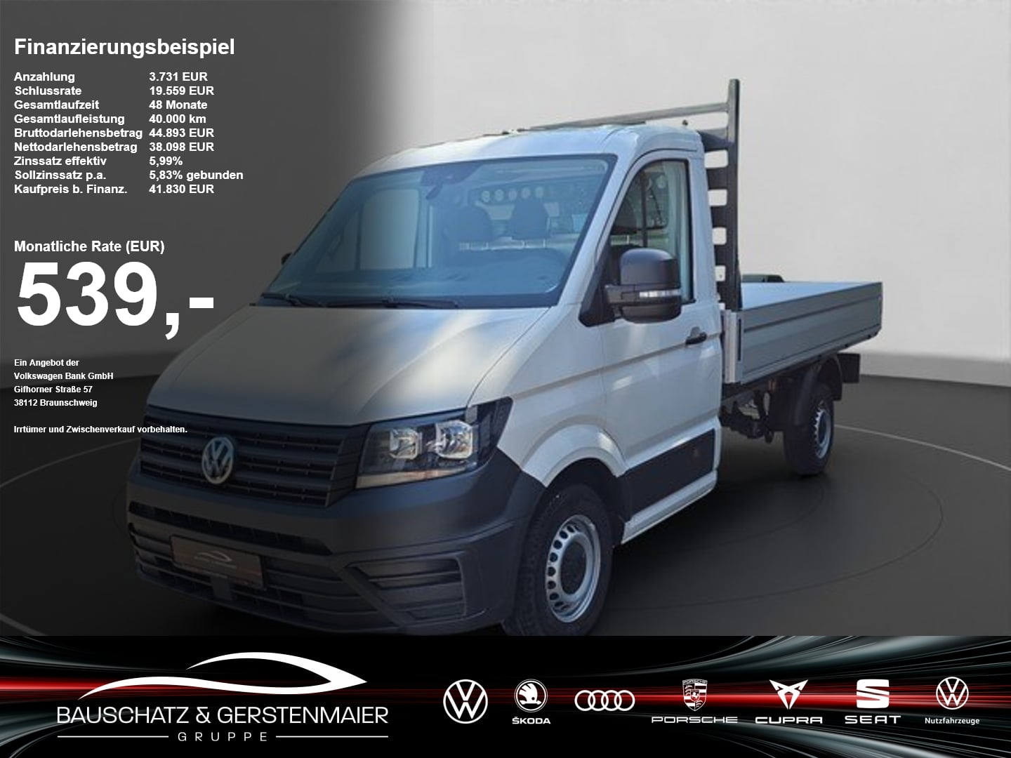 VW Crafter 35 EK Pritsche MR 2.0 TDI *AHK*KLIMA*