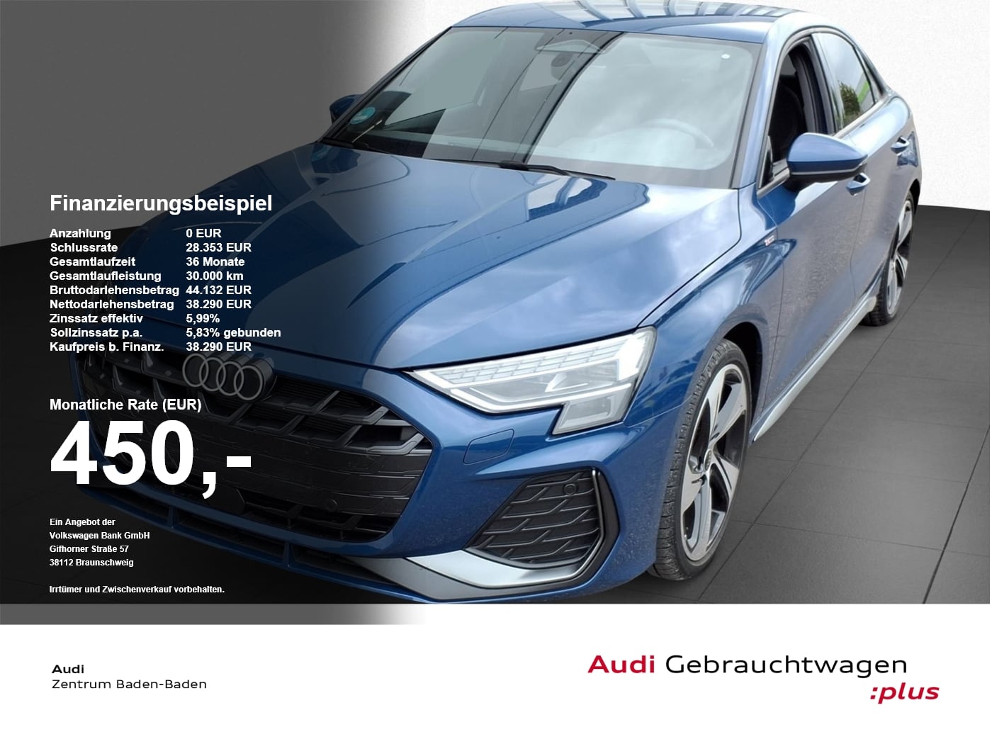 Audi A3 Lim. TDI S line *AHK*NAVI*MATRIX*SONOS*HuD*