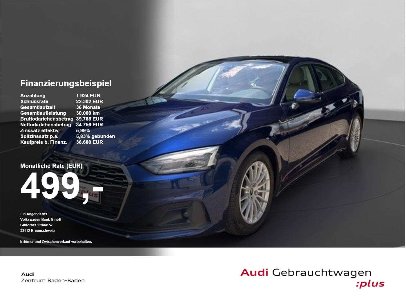 Audi A5 Sportback 40 TFSI *PANO*LED*NAVI*PDC*SOUND* LM PDC el.Heck