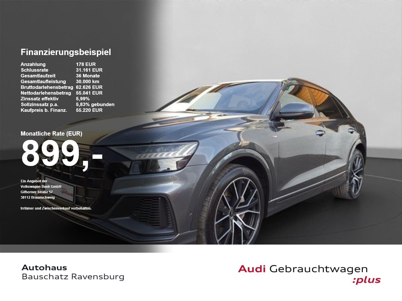 Audi Q8 55 TFSI e quattro S line AHK*PANO*MATRIX*HUD AHK SoundSys HUD LED