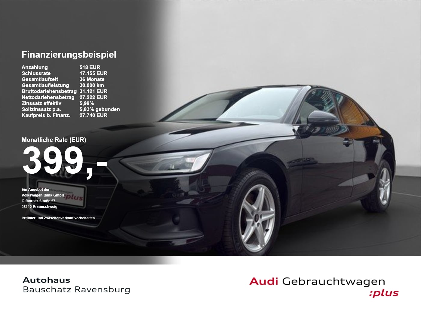 Audi A4 Lim. 35 TDI S tromic *NAVI*ACC*PDC*SZH*SOUND* PDC DynLicht SpurH