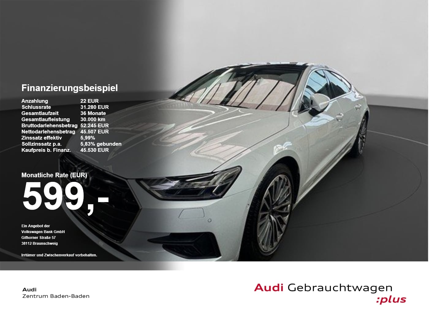 Audi A7 Sportback 50 TFSI e quattro AHK*PANO*MATRIX SpurH el.Heck