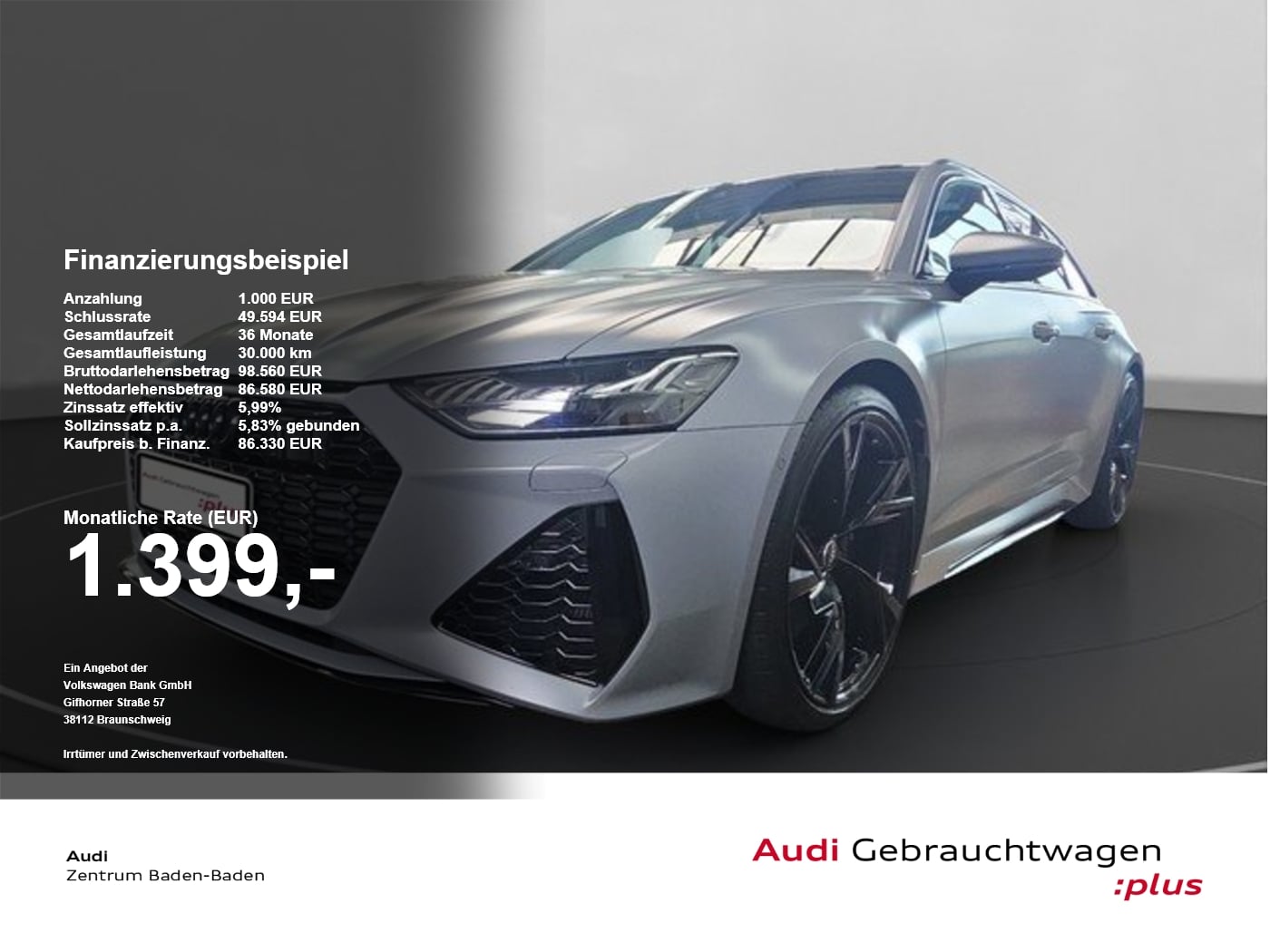 Audi RS 6 Avant 4.0 TFSI quattro *PANO*AHK*DYNAMIK* PDC ACC Nacht