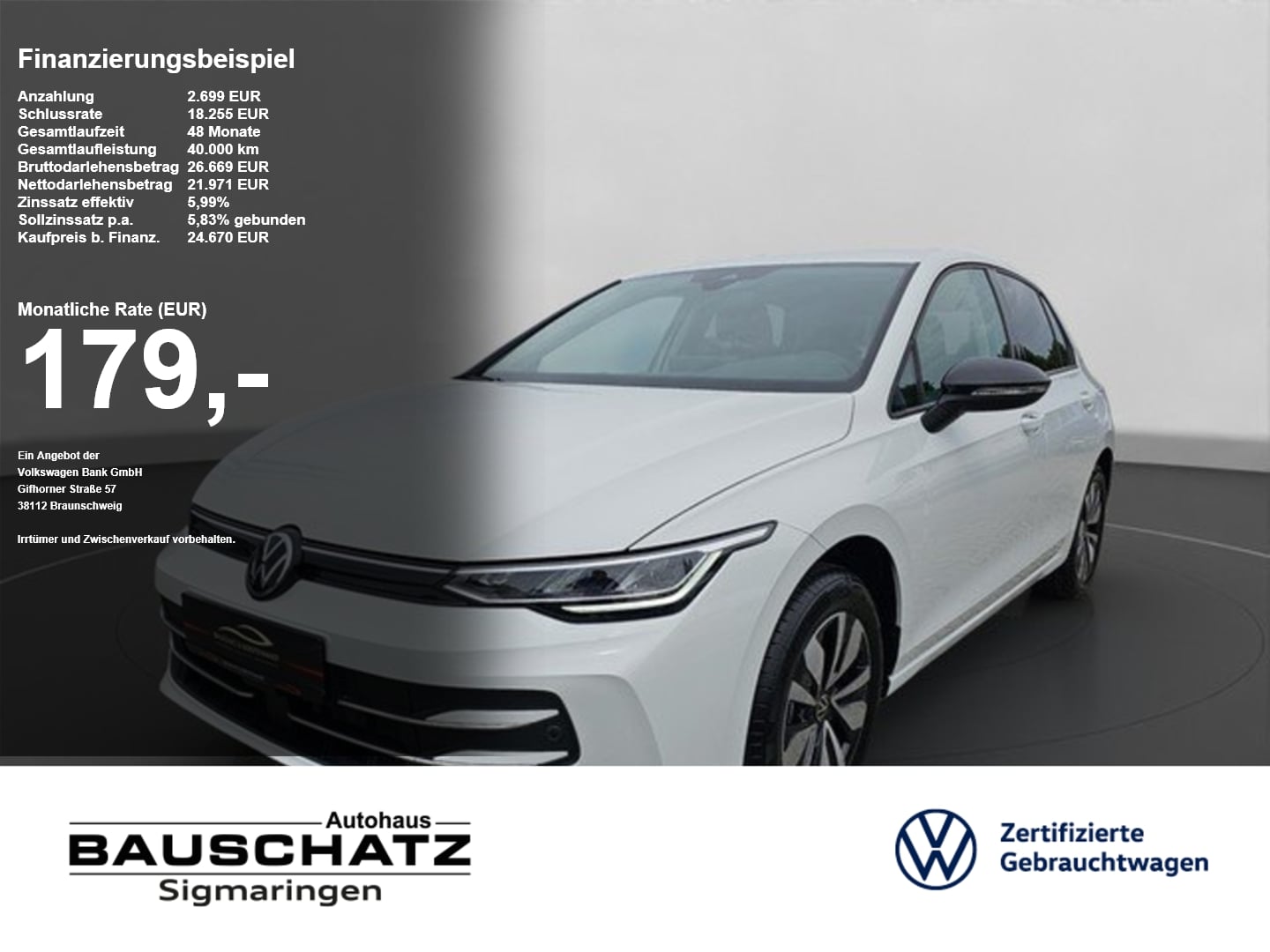 VW Golf Life 1.5 l eTSI DSG Goal Life